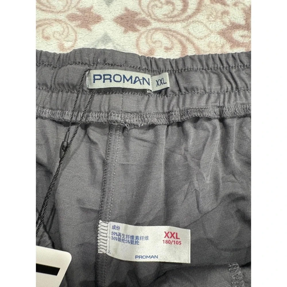 Proman Mens XXL Athletic Shorts Gray Elastic Drawstring Waist Pockets New Tag - Picture 4 of 11